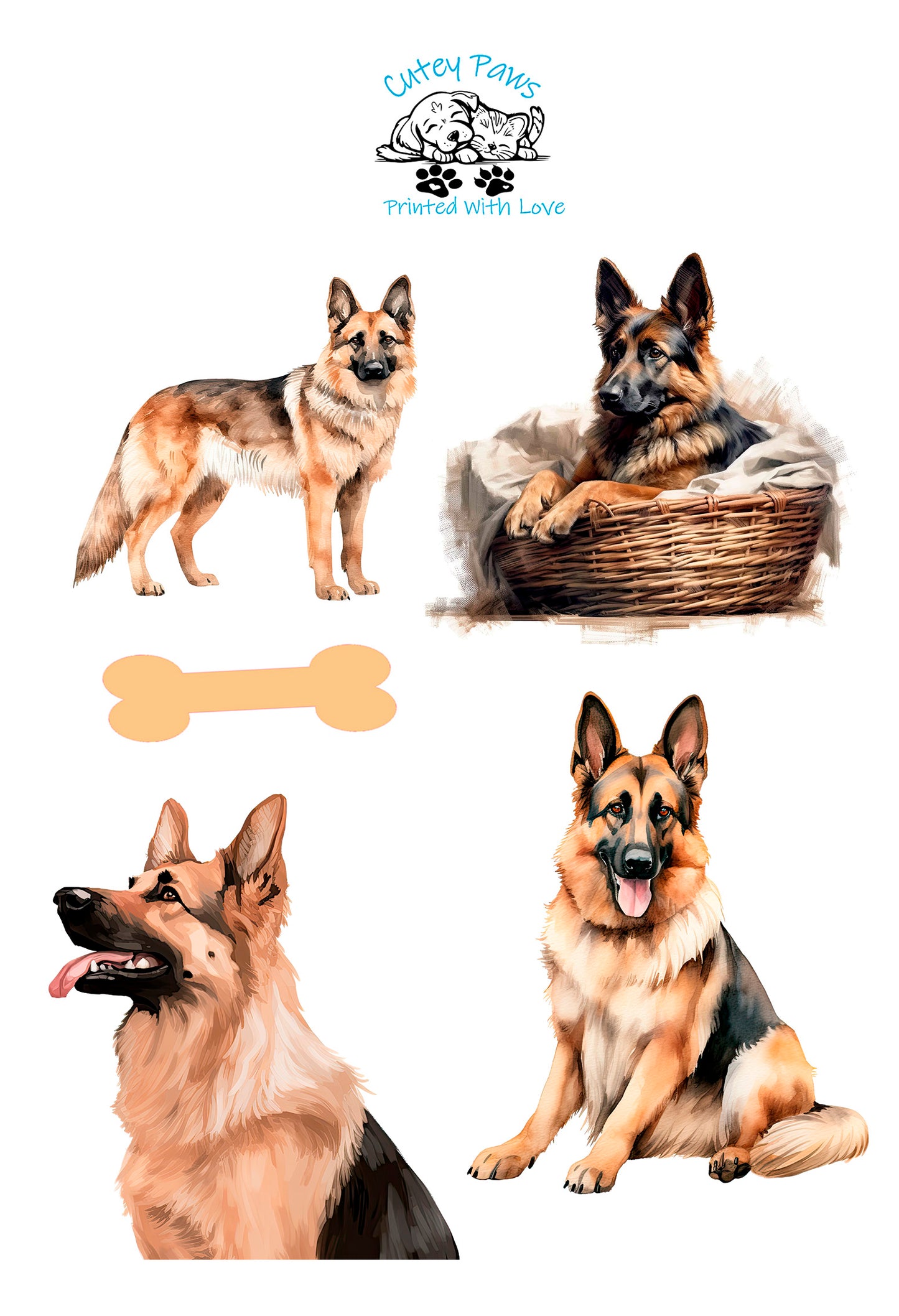german shepherd printed stickers