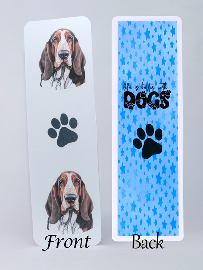 bassett hound dog printed bookmark