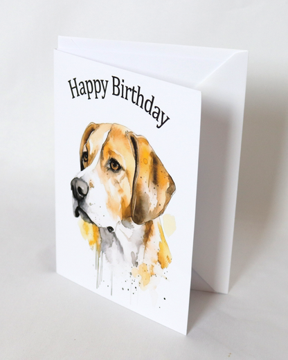 beagle printed birthday card