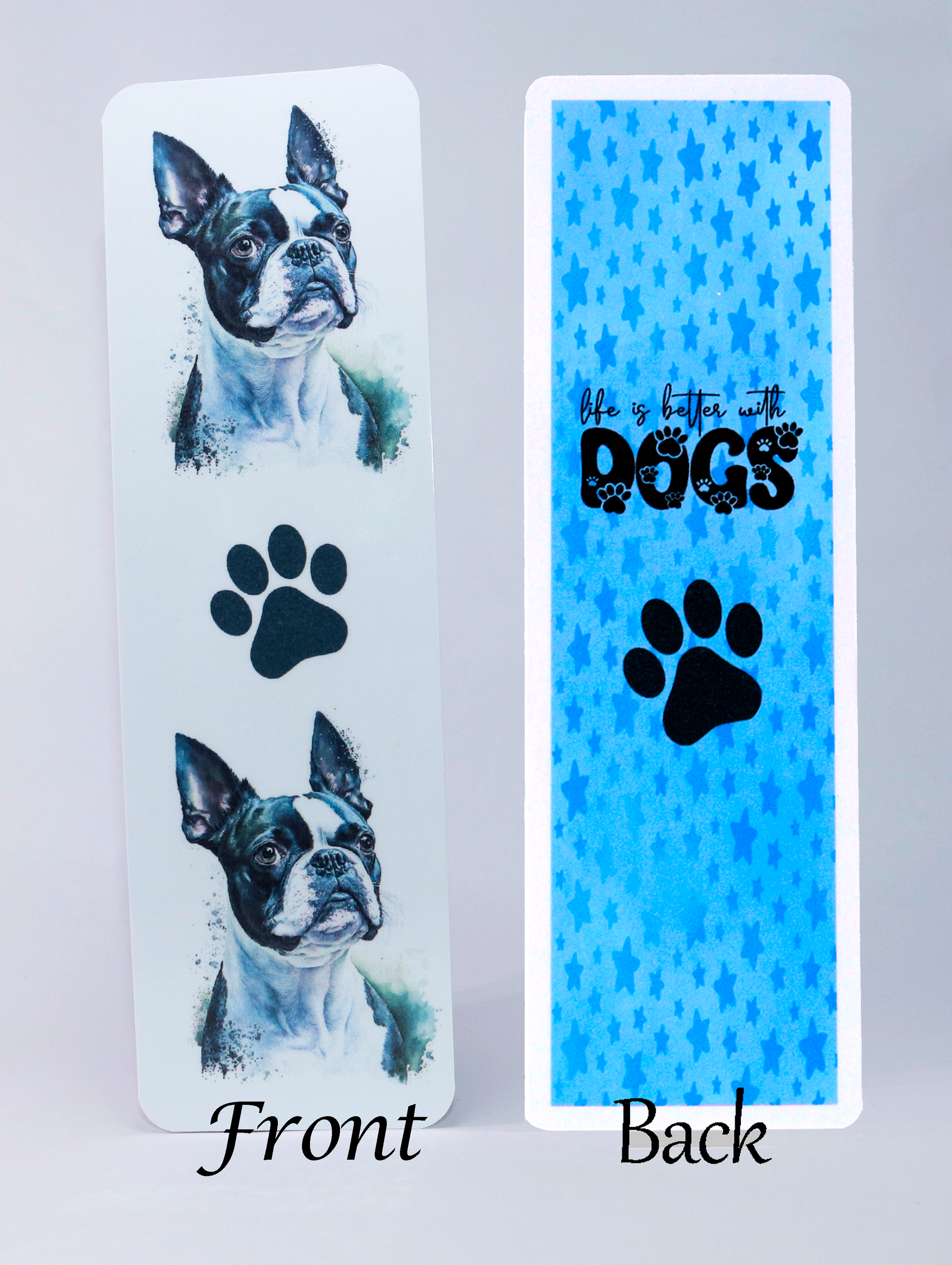boston terrier dog printed bookmark