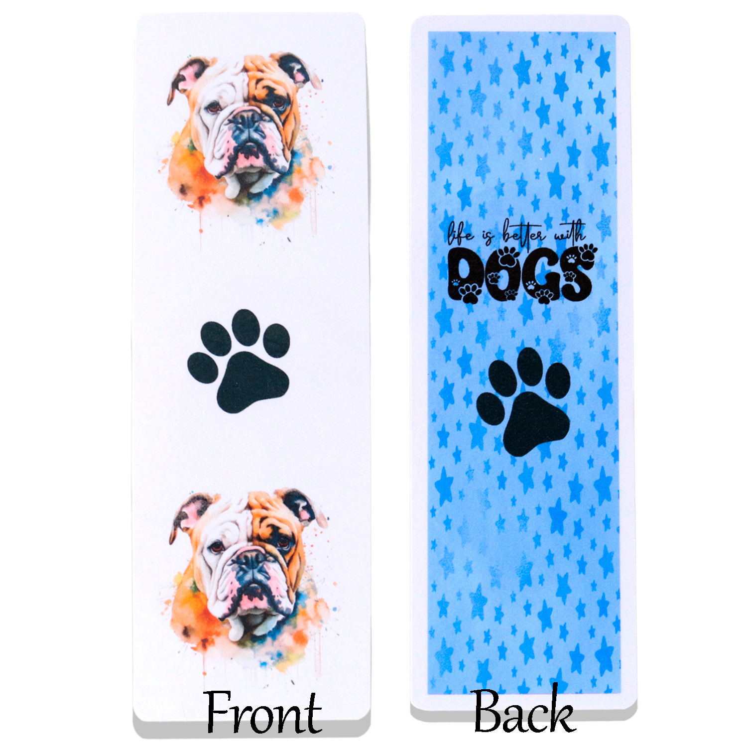 bulldog printed bookmark