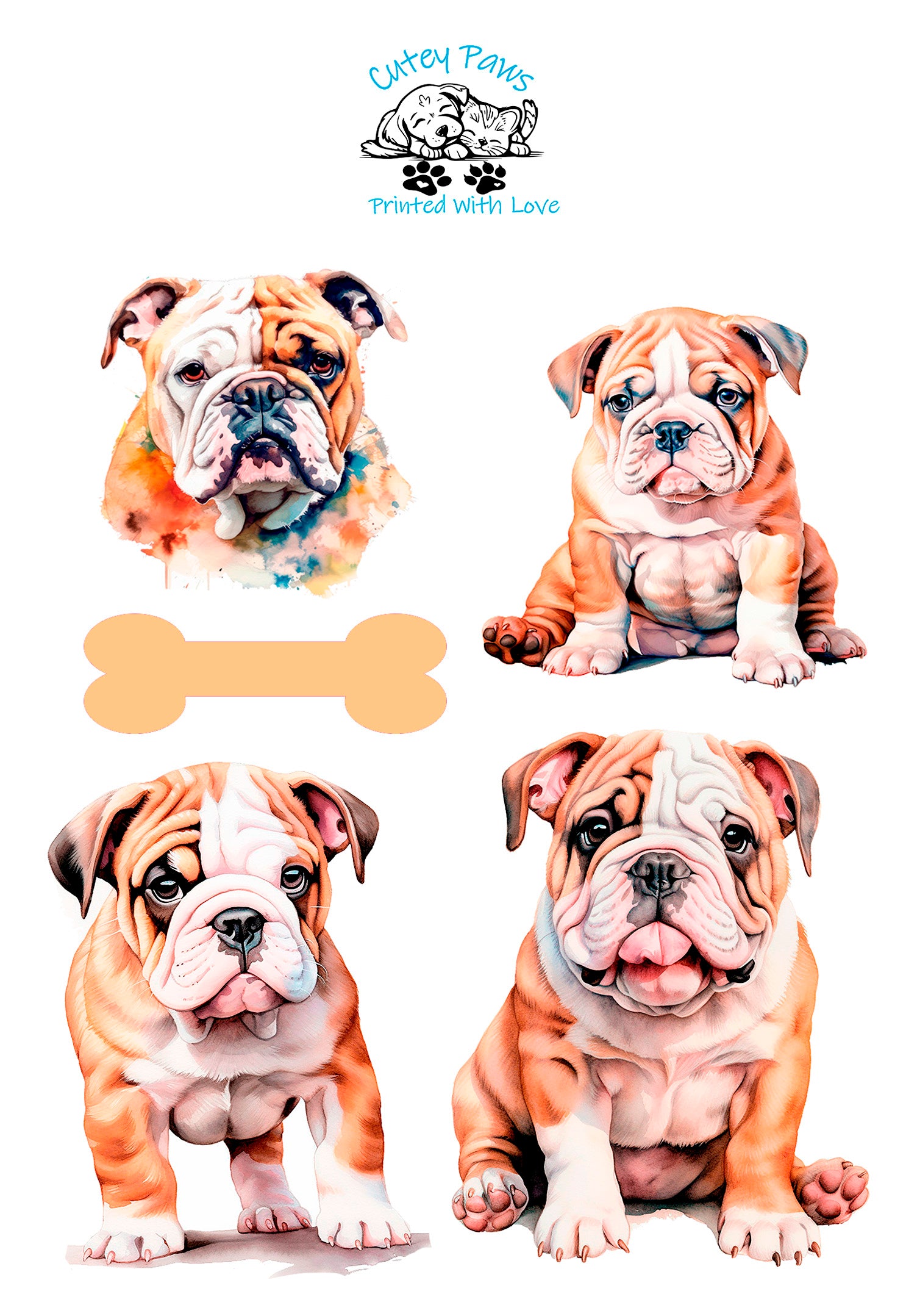 bulldog printed stickers