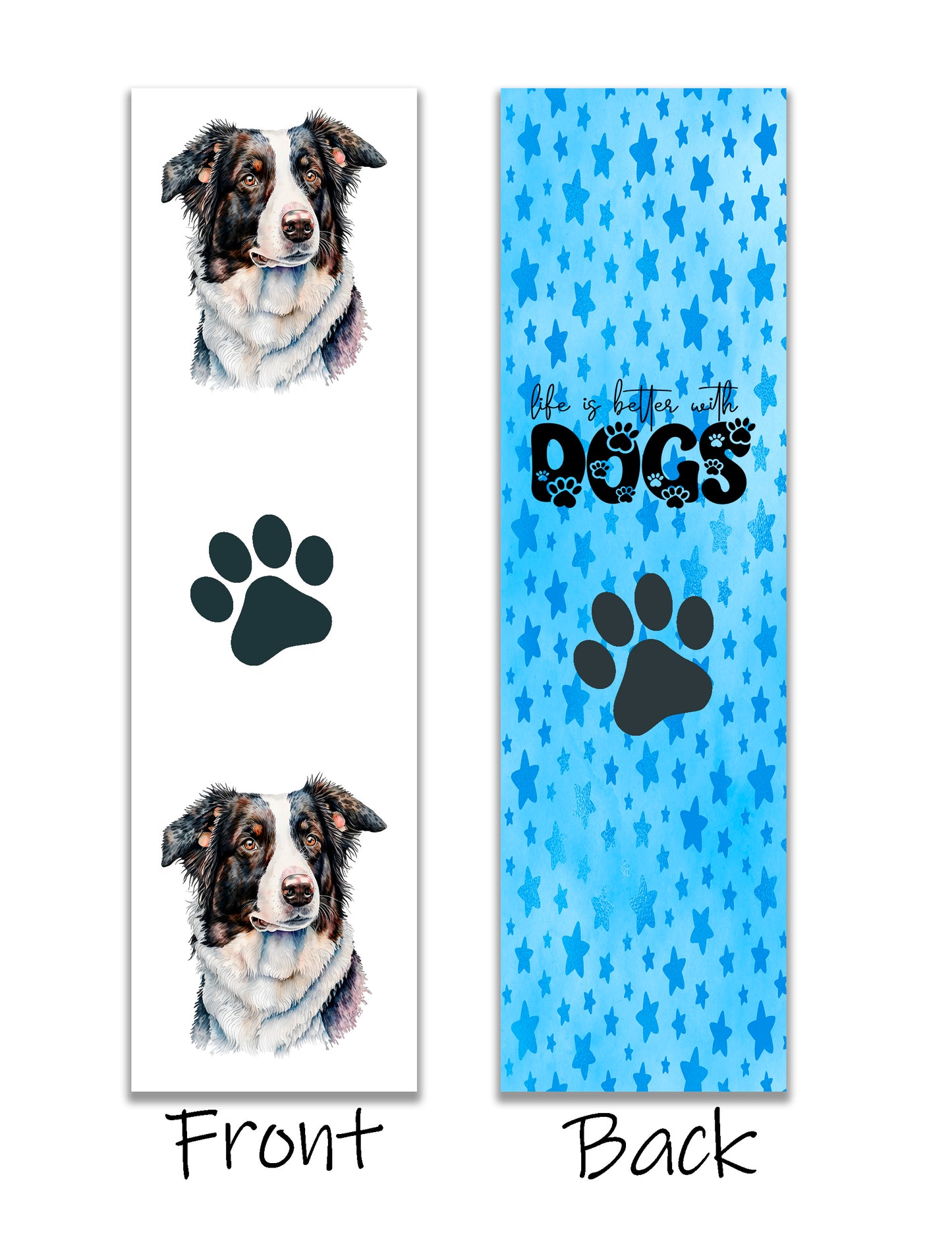 collie dog printed bookmark