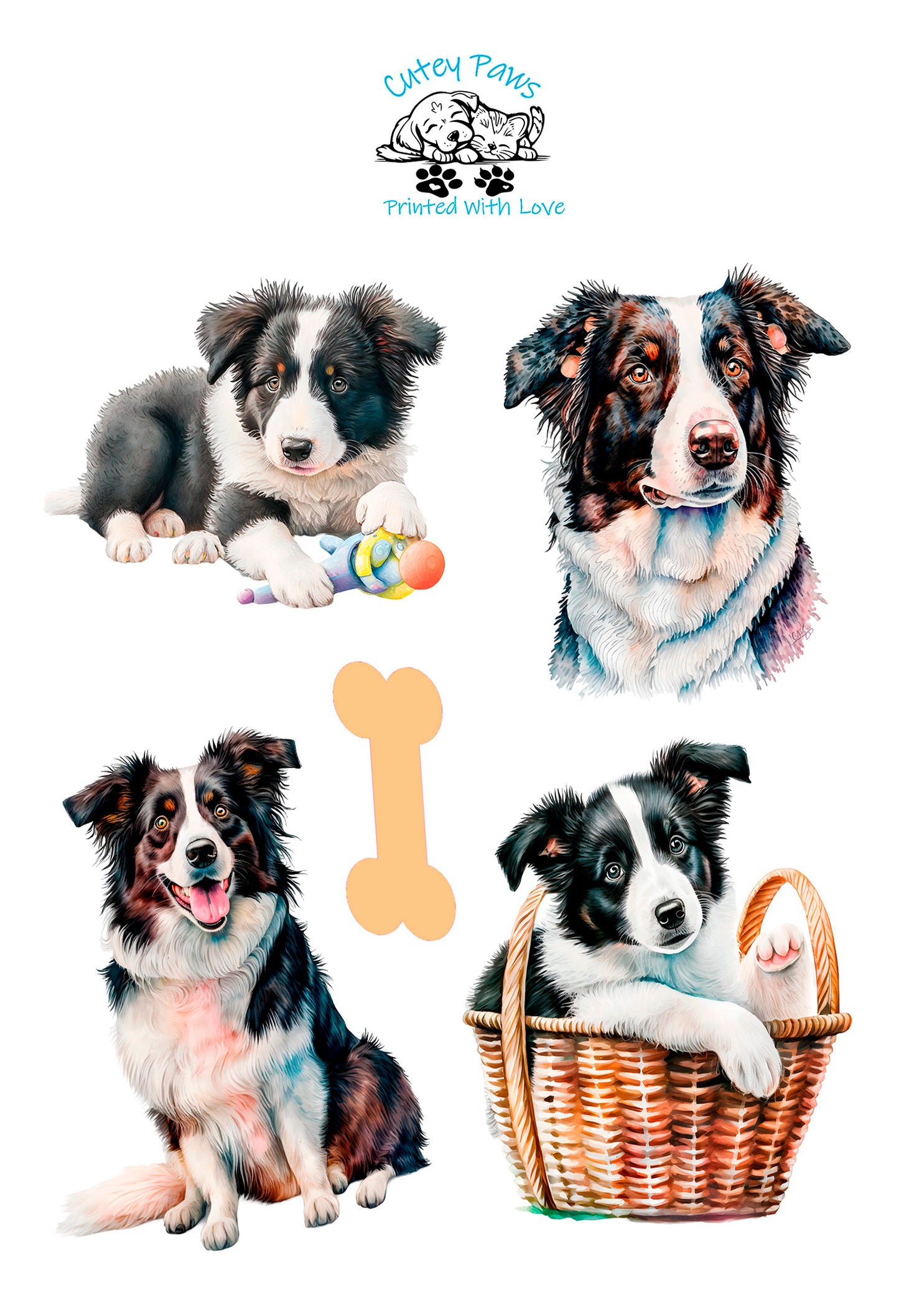collie printed stickers