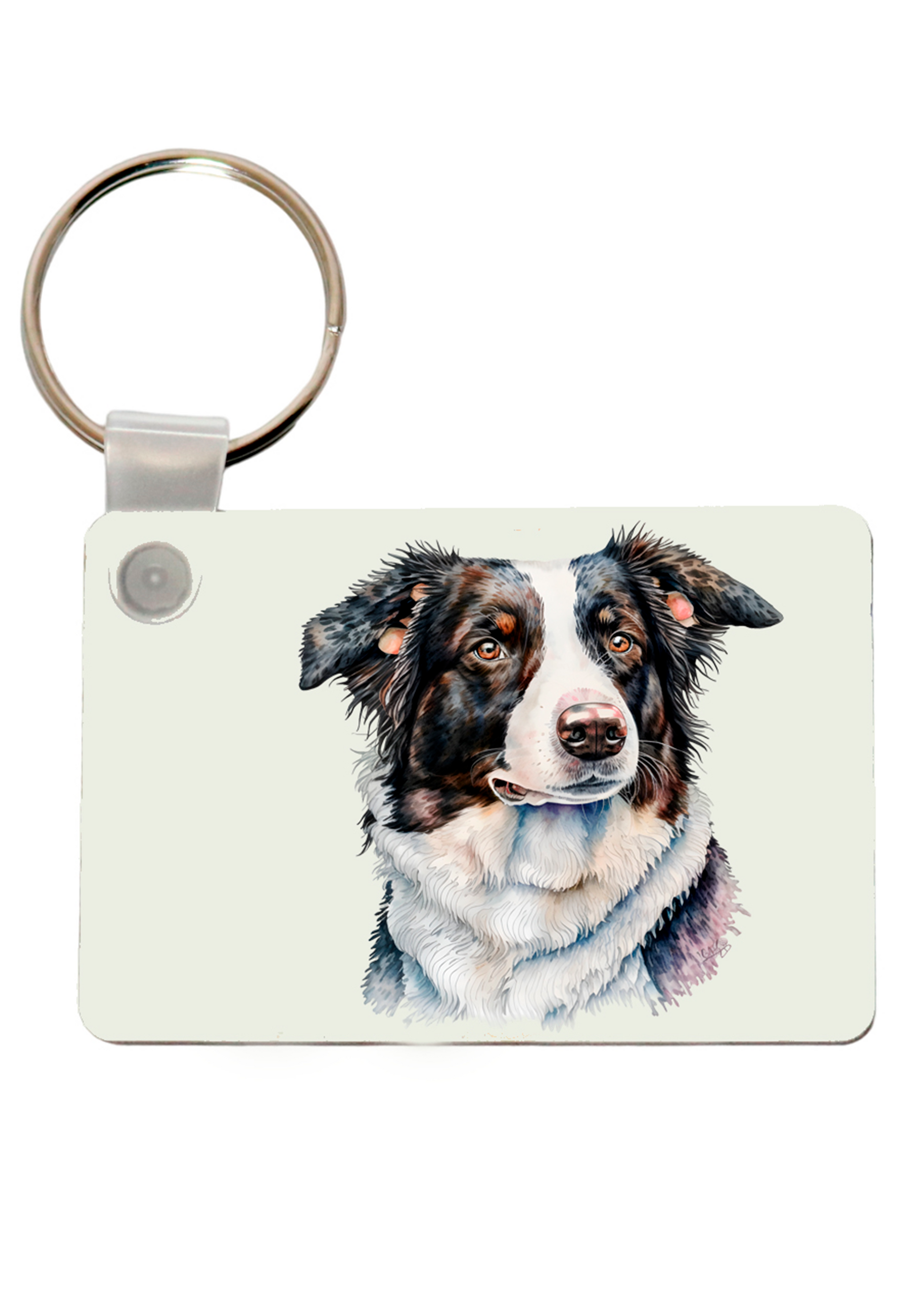 collie printed keyring