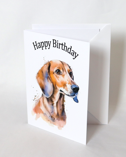 dachshund printed birthday card