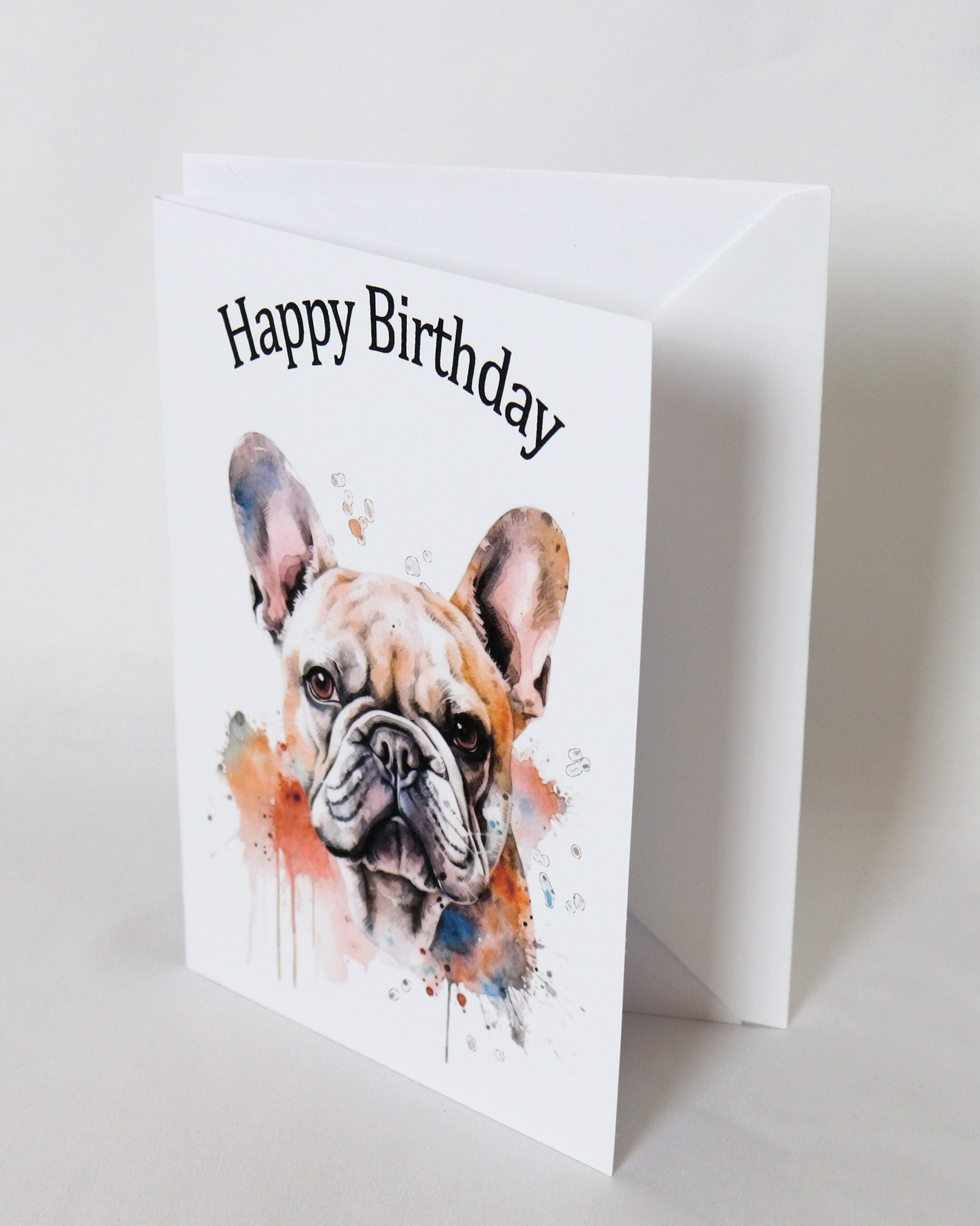 french bulldog printed birthday card