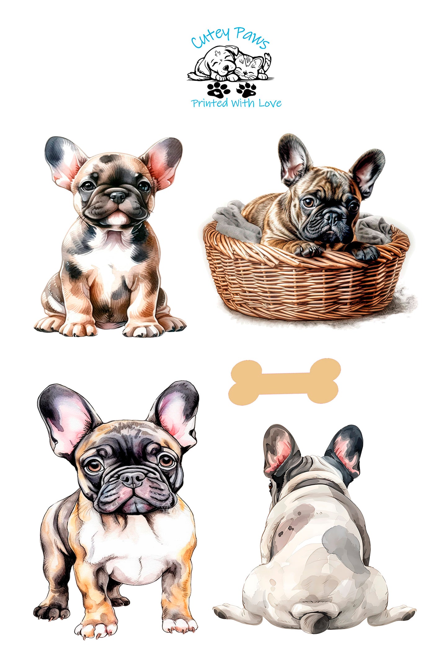 french bulldog printed stickers