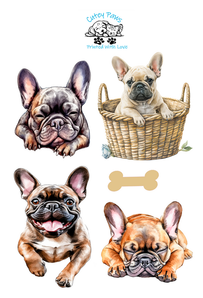 french bulldog printed stickers