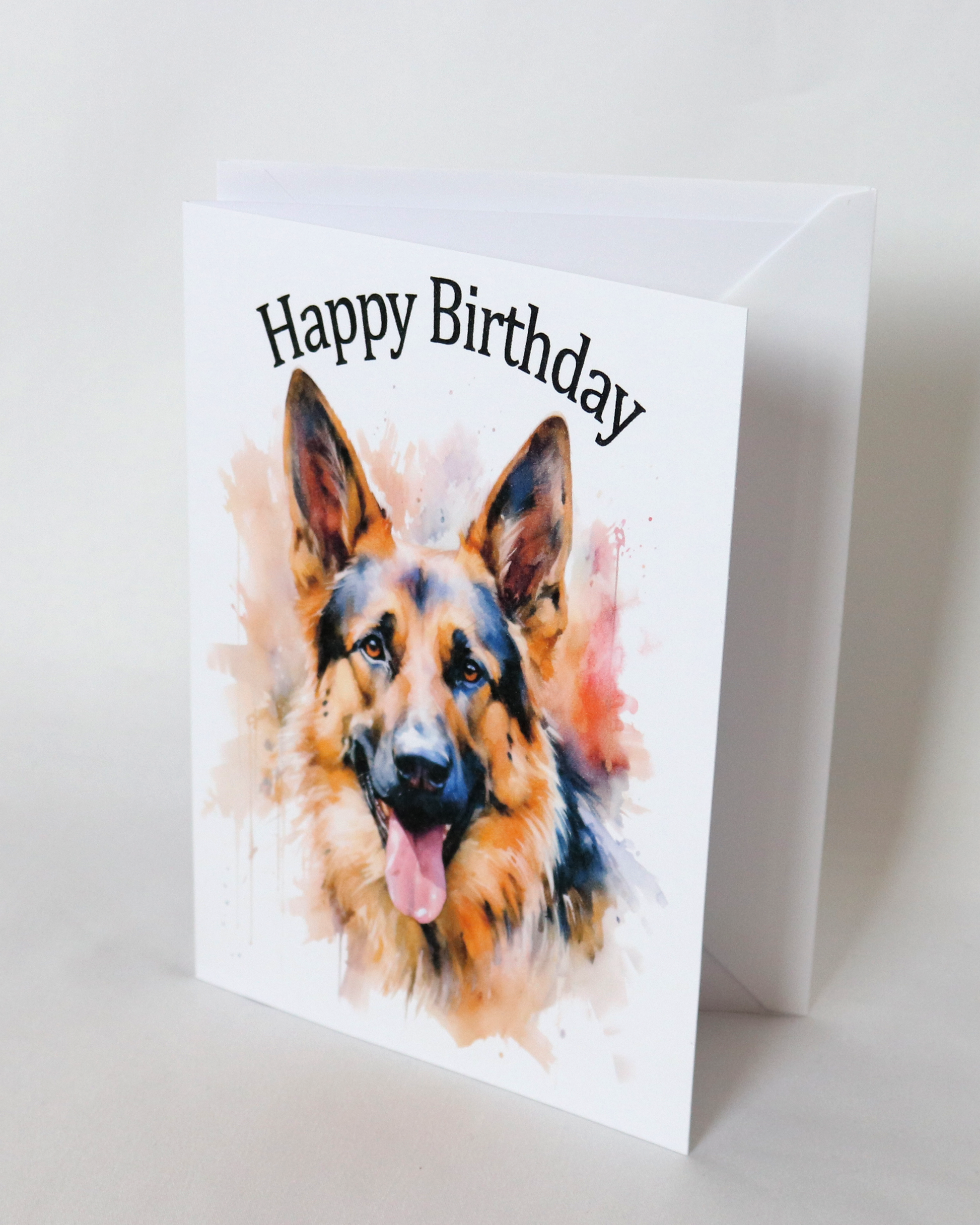 german shepherd printed birthday card