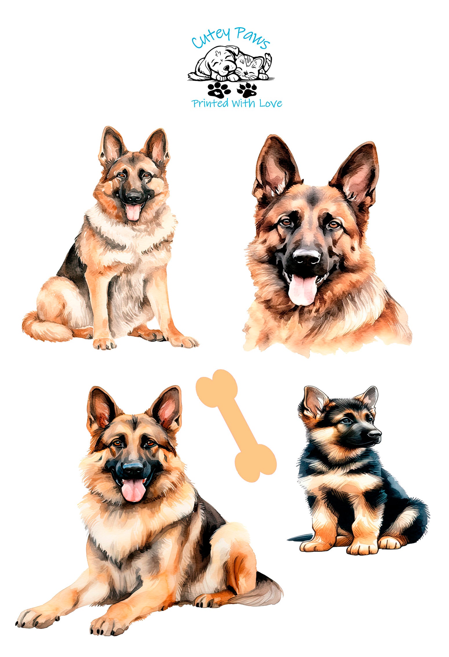 german shepherd printed stickers