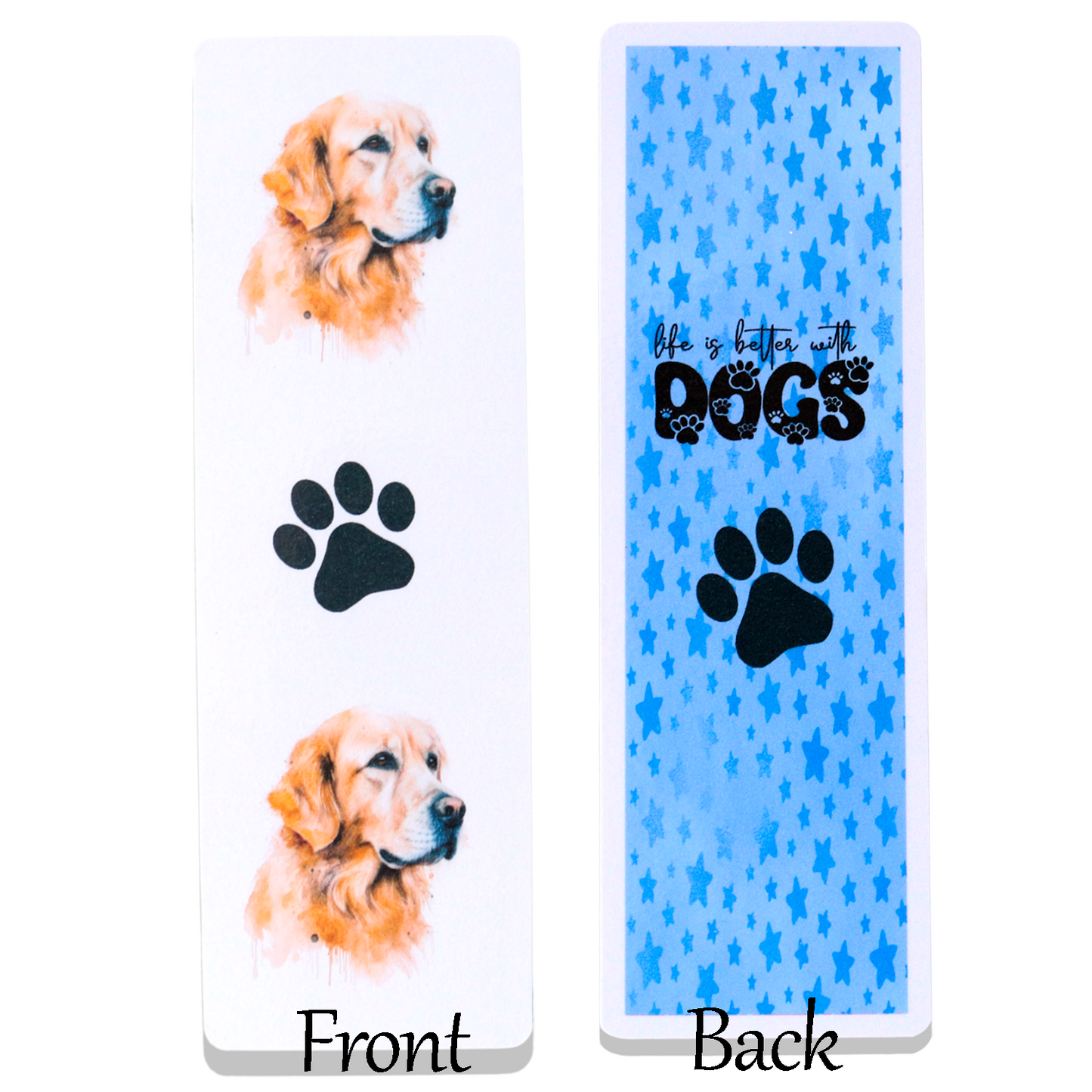 golden retriever dog printed bookmark