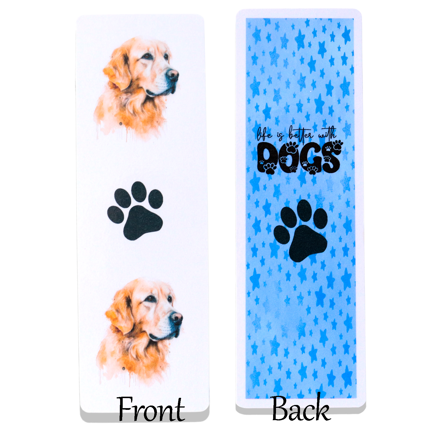 golden retriever dog printed bookmark