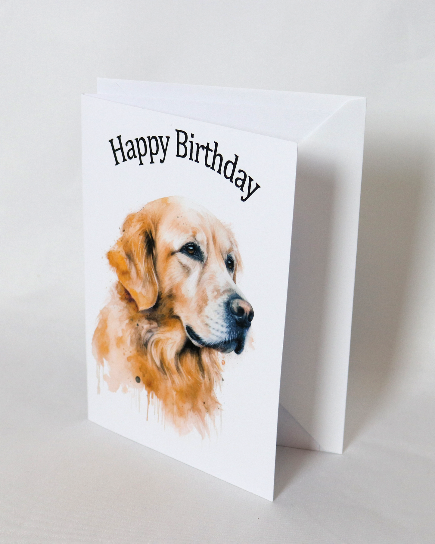 golden retriever printed birthday card