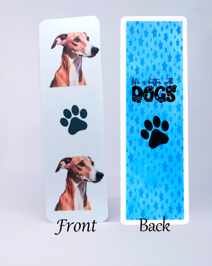 greyhound dog printed bookmark