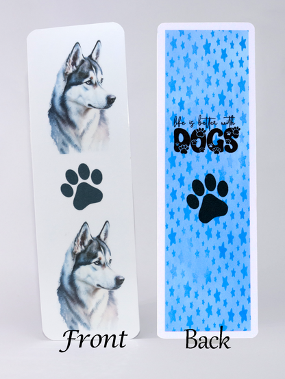 husky dog printed bookmark