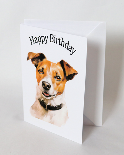 jack russell printed birthday card