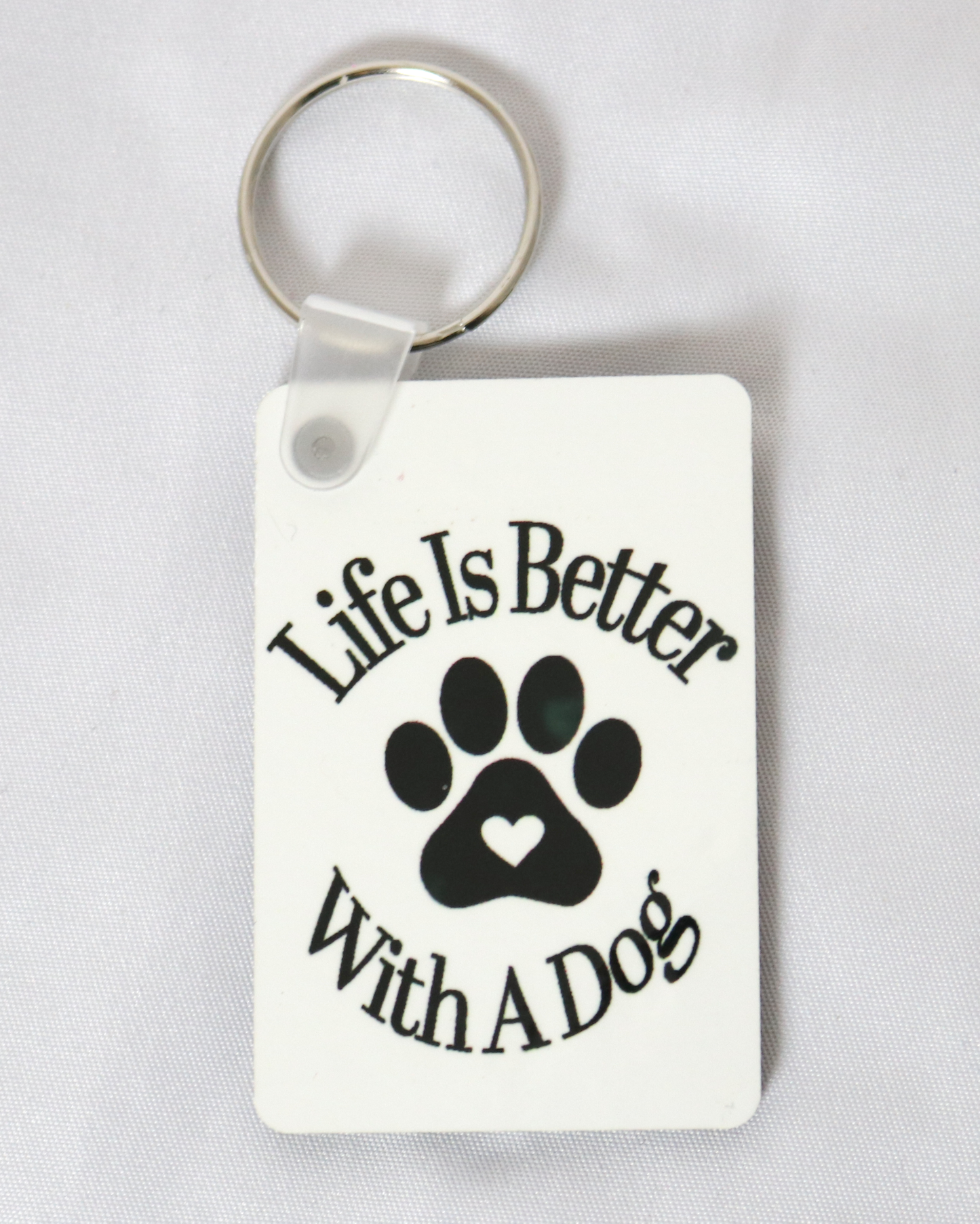 life is better with a dog back printed keyring rectangle