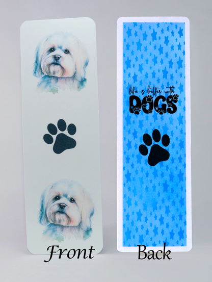 maltese dog printed bookmark