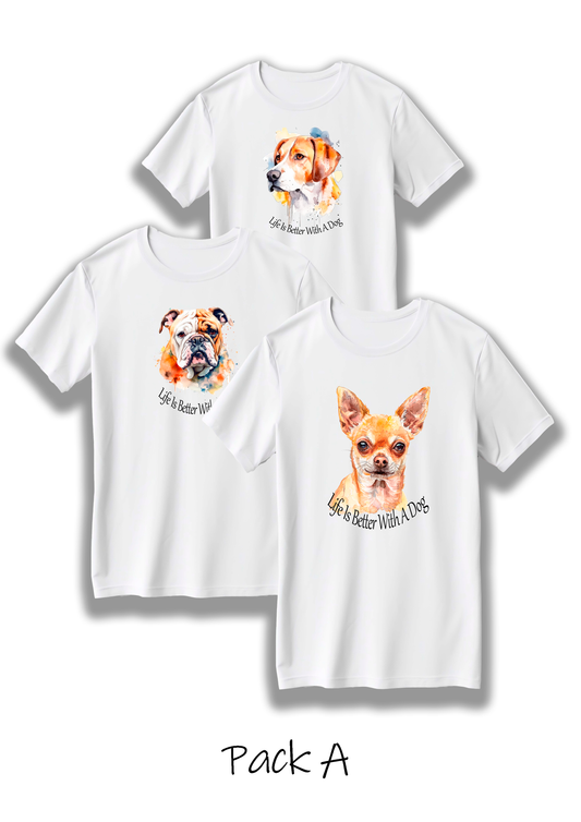 Pack of 3 Dog Print T Shirts