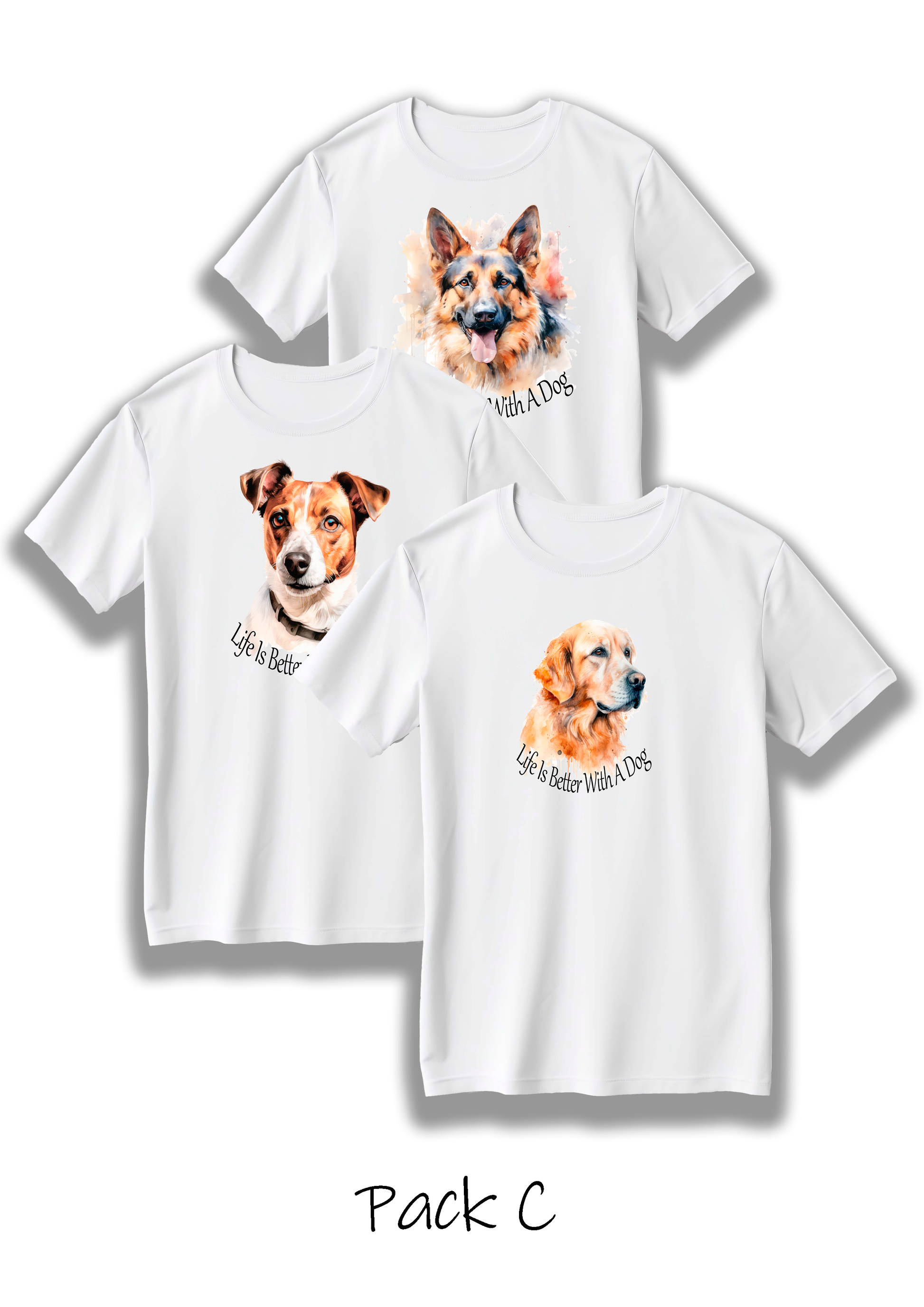 variety pack of dog print t shirts