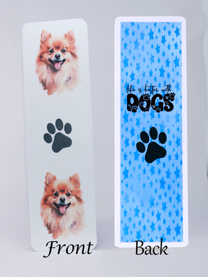 pomeranian dog printed bookmark