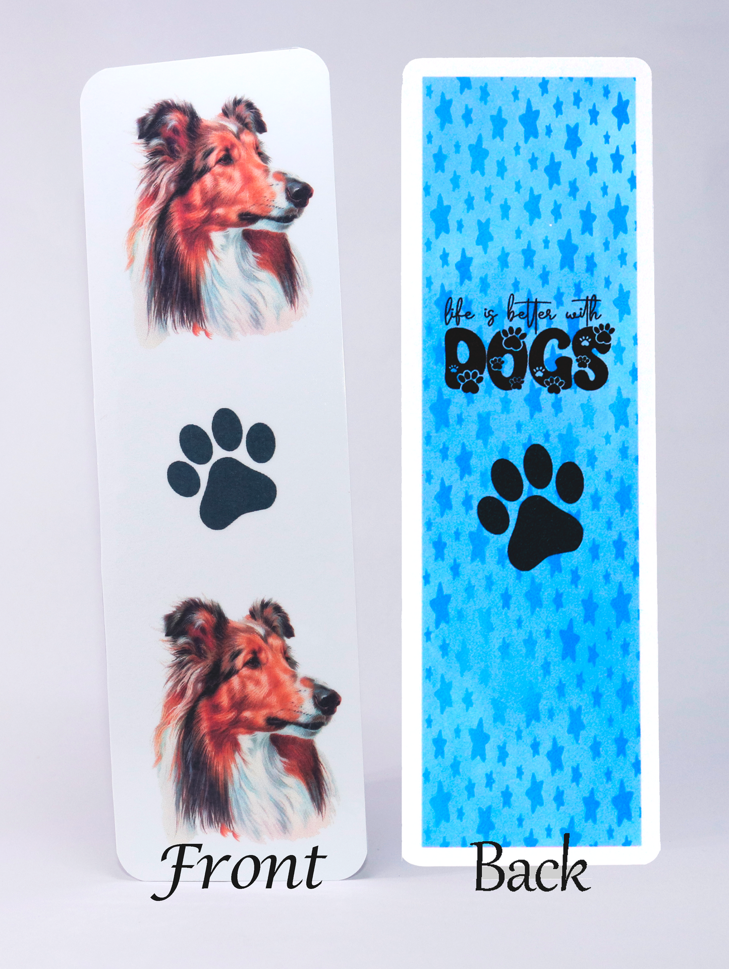 rough collie dog printed bookmark