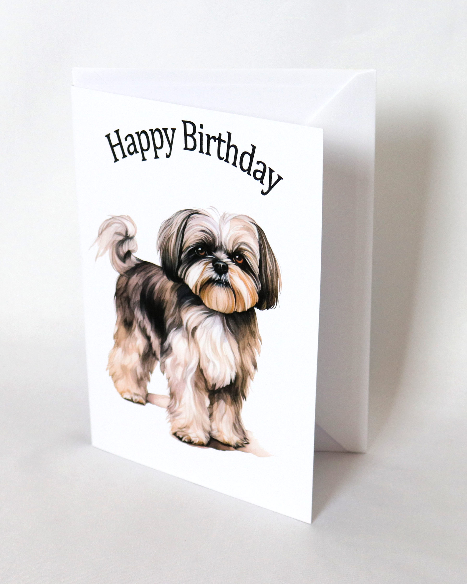 shih tzu printed birthday card