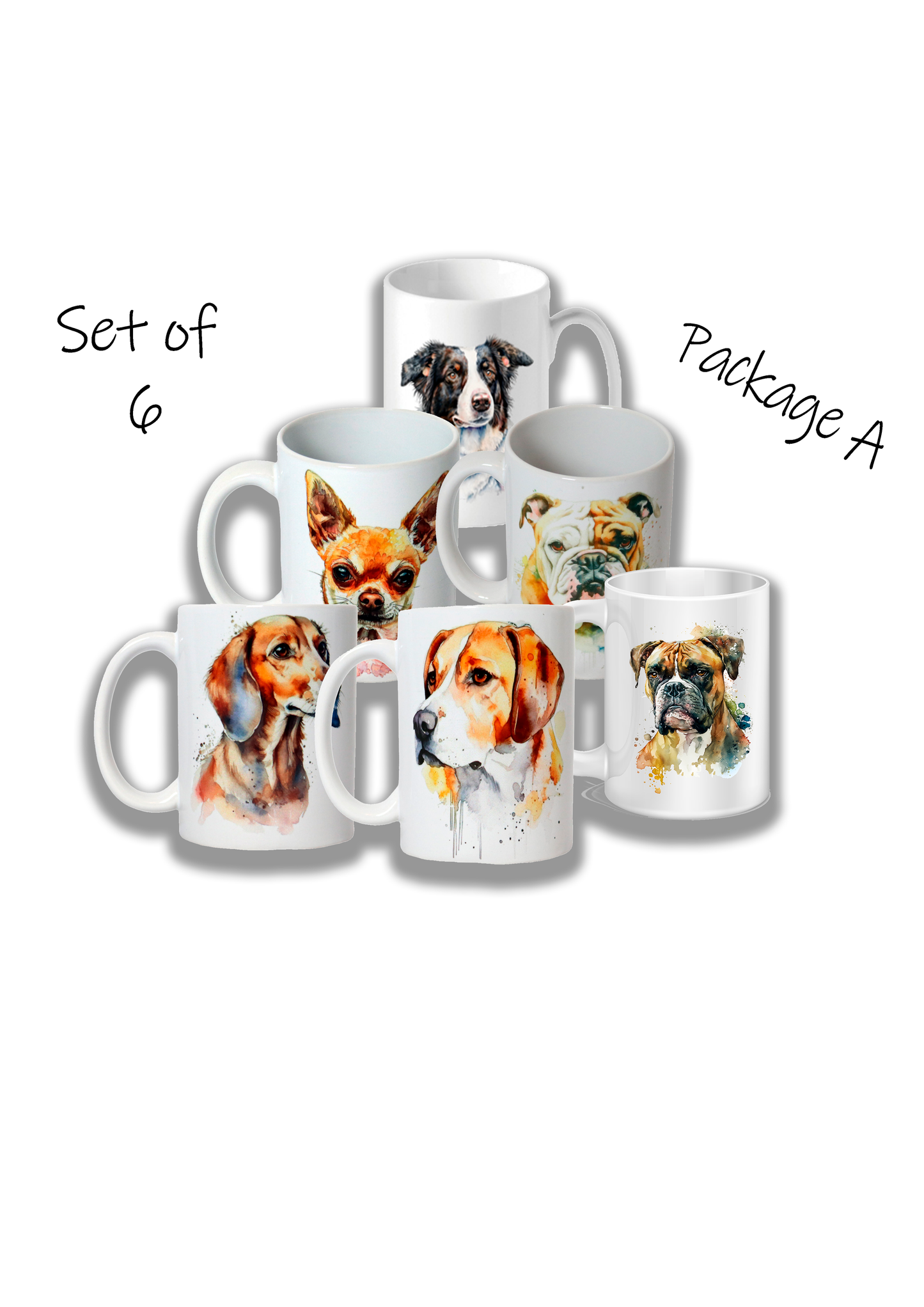 Variety 6 Pack 11 oz Ceramic Mugs Package A