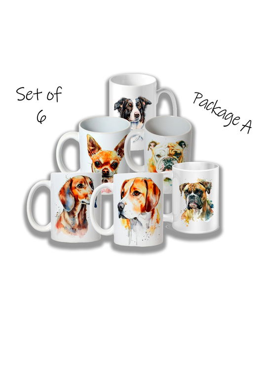 Variety 6 Pack 11 oz Ceramic Mugs Package A
