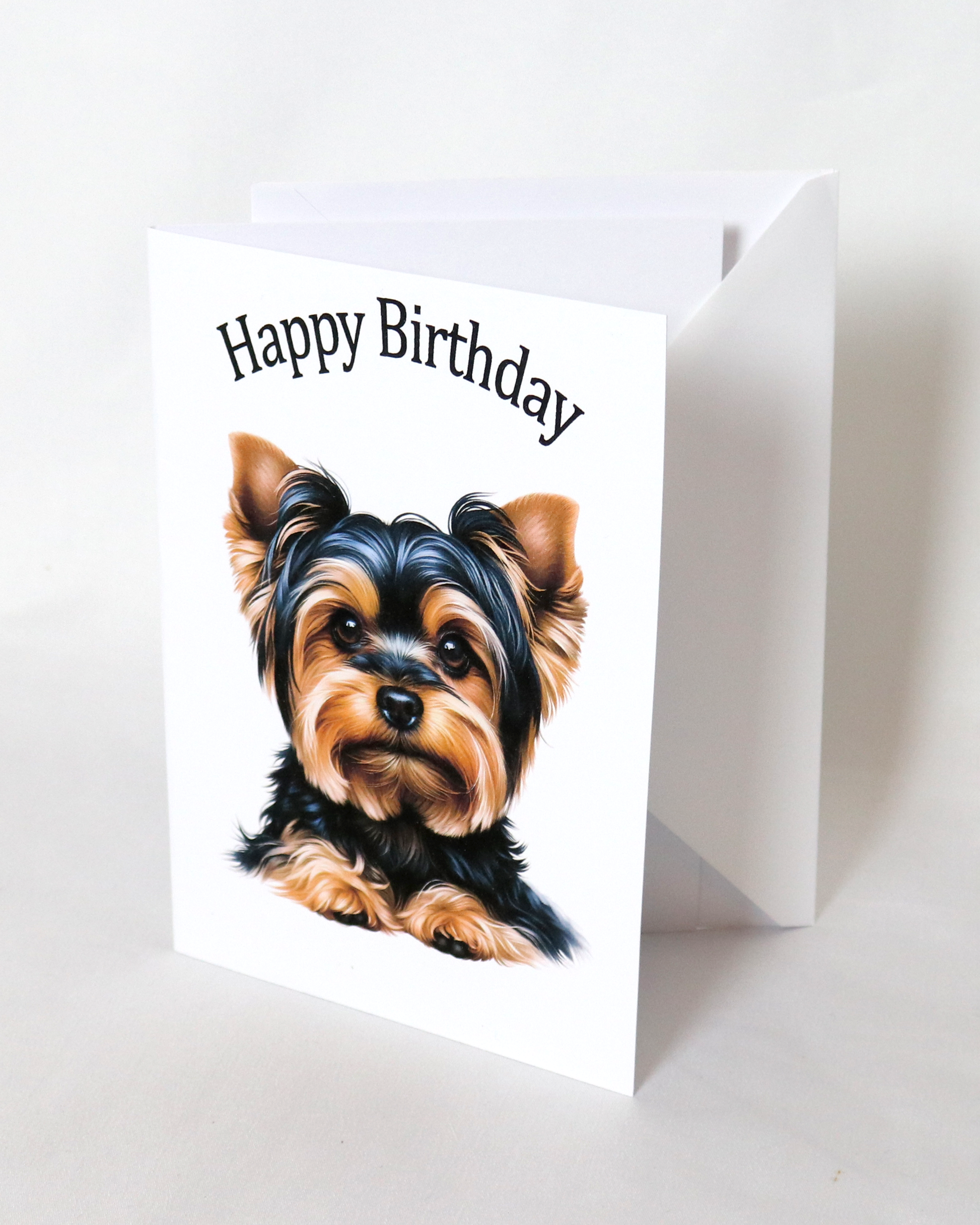 yorkshire terrier printed birthday card